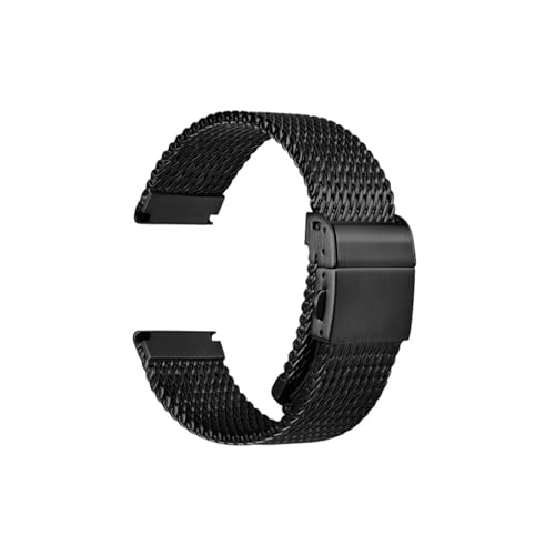 THBGTCNQ Uhrenarmband aus Edelstahlgewebe, 20 mm, 22 mm, 24 mm, universelles geflochtenes Metallarmband, geeignet for Quarzuhren, Uhrenzubehör(Black,20mm)