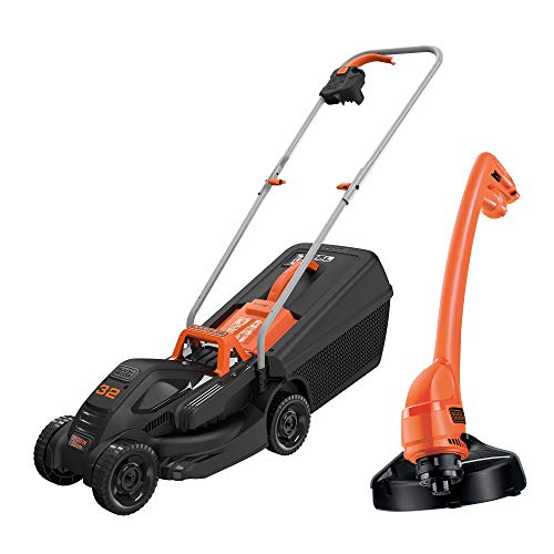 Black+Decker BEMW351GL2 Elektro-Rasenmäher /-trimmer-Kit (1.000 W, 32cm Schnittbreite, 3-fach axial Schnitthöhenverstellung, 35l Grasfangbehälter, inkl. 200W Einhand-Rasentrimmer)