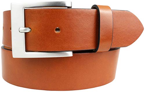 BELTINGER Jeansgürtel mit Edelstahl-Gürtelschnalle aus Vollrindleder 4 cm | Ledergürtel für Damen Herren 40mm | Jeans-Gürtel | Tabac 85cm