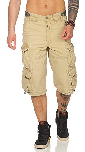 Jet Lag Cargo Shorts 007 B mit Seitentaschen in schwarz beige Cement Navy Olive Jeans (5XL, Beige)