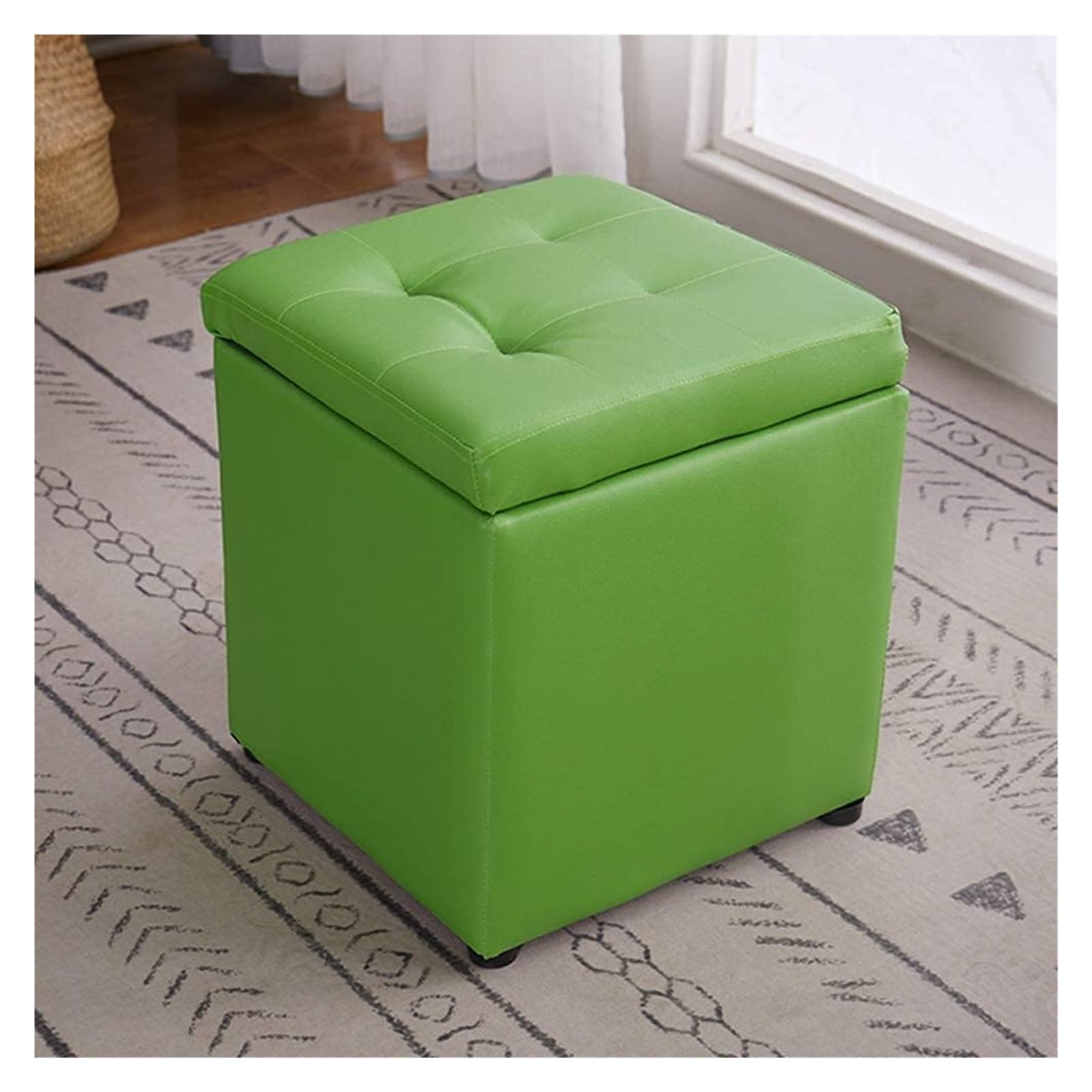 RAABYU S Fußhocker, moderner quadratischer Aufbewahrungshocker, Schminkhocker, Lederpouf, Couchtisch, Beistelltisch, Fußhocker, Sitz, Frisiertisch, Fußstütze