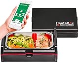 ROMMELSBACHER Beheizbare Lunchbox HB 100 Heatsbox - zum Erhitzen von Speisen, Zeitvorwahl, Edelstahl Schale (925 ml), Transportdeckel, per App & manuell steuerbar, 100 Watt, schwarz