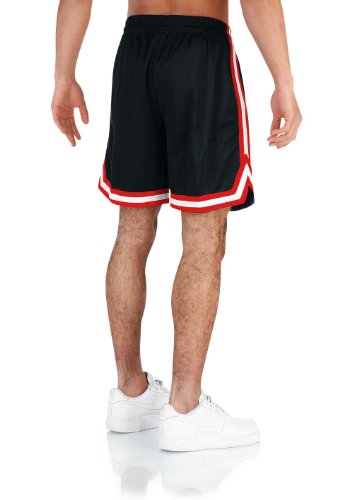 Urban Classics TB243 Herren Shorts Stripes Mesh, Gr. 48 (Herstellergröße: S), Mehrfarbig (blkredwht 57)