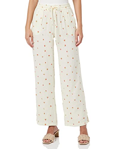 JdY Damen JDYTHEIS WIDE SLIT PANT WVN NOOS Stoffhose, Cloud Dancer/AOP:CHERRY, Small