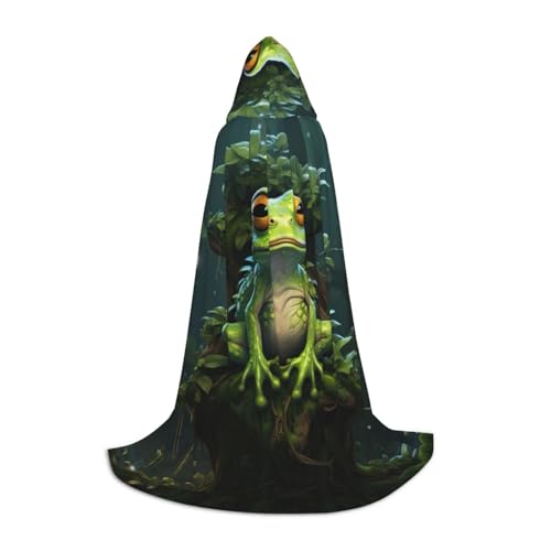 WURTON Kapuzenumhang mit Friedensfrosch-Baum-Druck, Halloween, Renaissance, Gothic, Umhang für Cosplay, Kapuzenumhang, Unisex