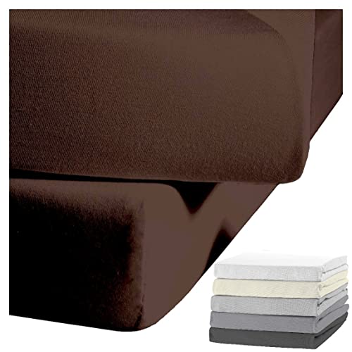 JACK by Kaeppel Biber Spannbettlaken Rundgummi Baumwolle Spannbetttuch 90x190-100x200 / 140-160x200 / 180-200x200 cm, Farbe:Nougat, Größe:100x200cm Spannbettlaken