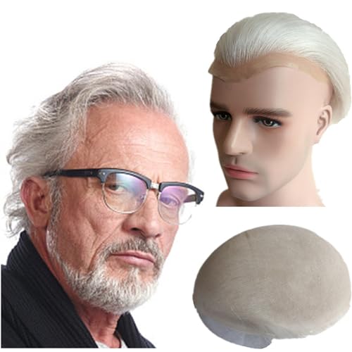 Perücke Männer 10 * 8 haar teile Toupet for Männer Echthaar Prothese Herren Schweizer Spitze Haar Ersatz System Haar einheiten basis Toupet für Herren(Ash blonde)