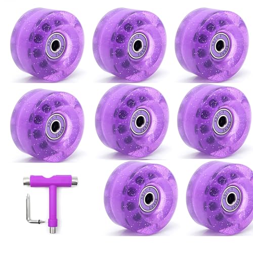 BFVAKBKYT Rollschuh-Räder, Ersatz-Skateboard-Rollen, 82A Roller Rollschuh(Purple)