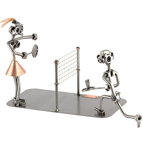 Steelman24 I Schraubenmännchen Badminton 2 Personen I Made in Germany I Handarbeit I Geschenkidee I Stahlfigur I Metallfigur I Metallmännchen