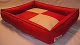 Hundebett Hundesofa Hundekissen Schlafplatz Kunstleder Basso 90 cm X 70 cm rot Creme