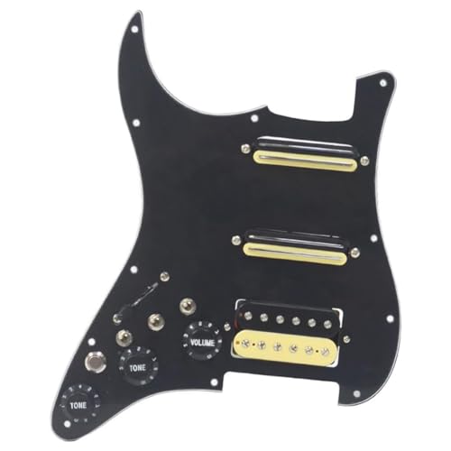 HVVENTY Schwarzer 3-Lagiger Humbucker-Schlagbrett-Tonabnehmer für Linkshänder-E-Gitarre, Single-Single-Double-Panel-Tonabnehmer mit Singlecut-Verkabelung, Vorverdrahteter Schalter