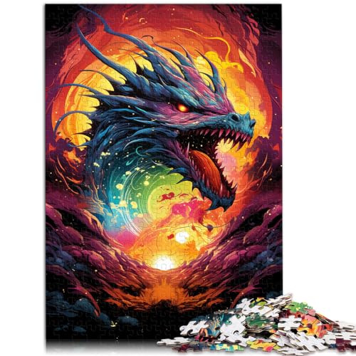 Puzzles Bunte Psychedelia des Erddrachen Puzzles 1000-teiliges Holzpuzzle Familienspiel zum Stressabbau Schwieriges Herausforderungspuzzle 1000 Teile (50 x 75 cm)