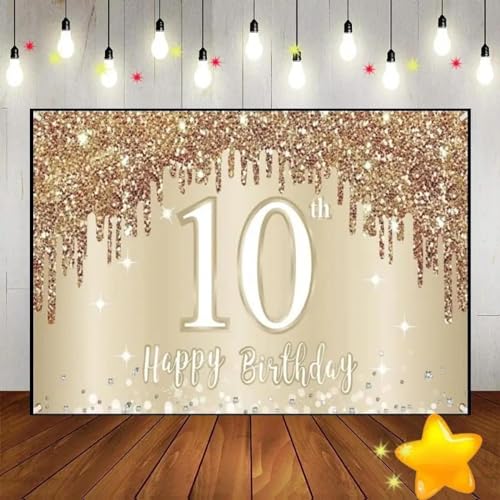 Alles Gute zum 10. Geburtstag Geschlecht Enthüllen Party Spiel Kuste Dekoration Goldene Fotografie Junge BabyDekoration Prinz Süß 350x230cm