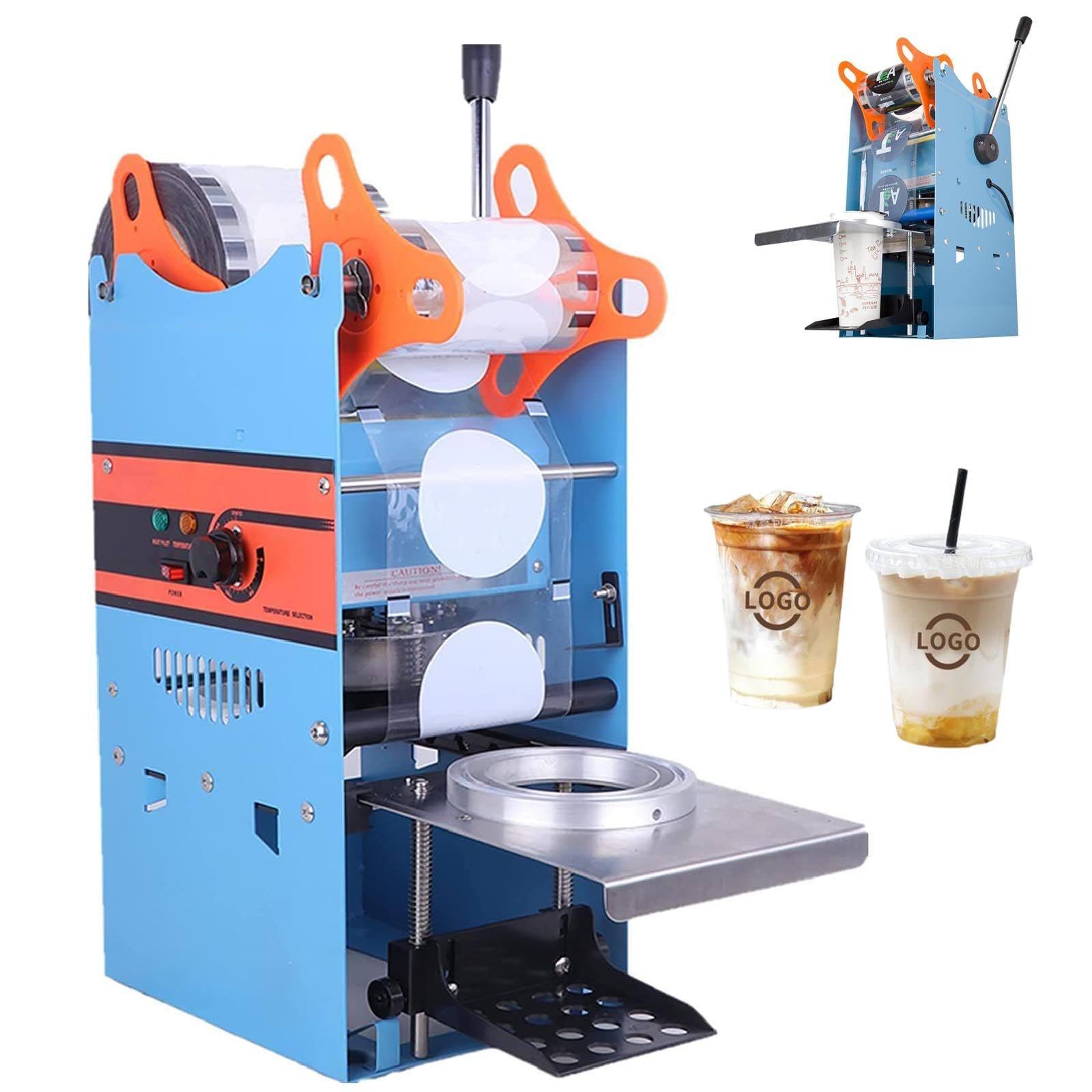 JMbpkduHs Milchtee-Becher-Versiegelungsmaschine, Manuelle Teetassen-Versiegelungsmaschine, 300–500 Tassen/Std., Bubble-Tea-Becher-Versiegelungsmaschine Für Tassen Mit 90/95 Mm Durchmesser