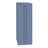 BISLEY MultiDrawer, 39er Serie, DIN A4, 15 Schubladen, Metall, 605 Blau, 38 x 27.9 x 86 cm