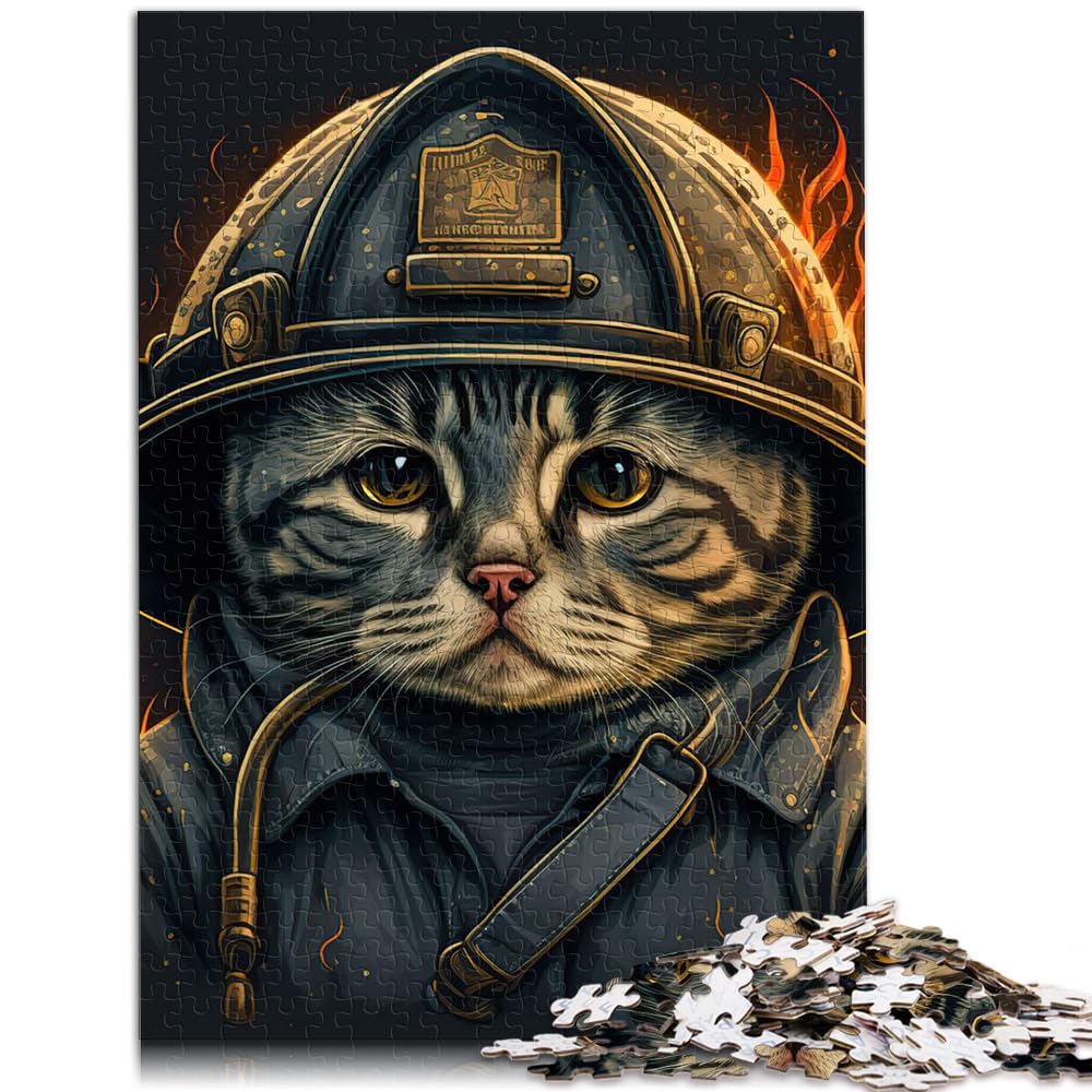 Puzzle als Geschenk, Katze, Feuerwehrmann, 1000 Teile, für Erwachsene. Das Holzpuzzle ganze Familie und Dieses 1000-teilige (50 x 75 cm)