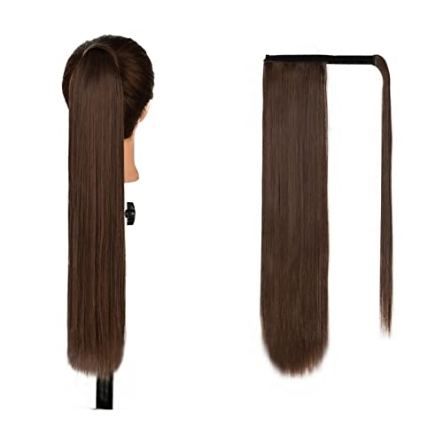 Ponytail Extension/Haarteil Langer, gerader, synthetischer Pferdeschwanz, Wickel-Around-Clip in Pferdeschwanz-Haarverlängerungen, 22 Zoll, natürliches, weiches, synthetisches, gerades Pferdeschwanz-Ha