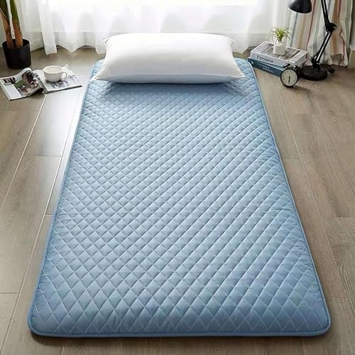 Japanische Bodenmatratze, japanische Futon-Matratze, Faltbare und tragbare Shikibuton-Campingmatratze, aufrollbare, zusammenklappbare, weiche, tragbare Isomatte, Blau, 180 x 200 cm