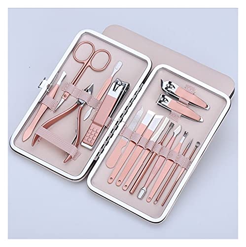 Fingernagelknipser-Set Schere Nagelknipser Set Zange for abgestorbene Haut Nagelschneidezange Pediküre Messer Nagelrille Nagelmaniküre-Werkzeug Nagelpflegesets (Size : Luxury Version 16 Pieces Rose G