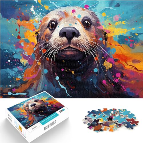 Puzzles für farbenfrohe psychedelische Tiere, 1000-teiliges Puzzle für Erwachsene, Holzpuzzle mit passendem Poster und Wissensblatt, 1000 Teile (50 x 75 cm)