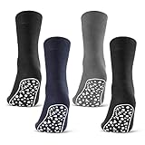 2, 4 oder 6 Paar Damen & Herren ABS Socken Anti Rutsch Socken Stoppersocken Noppensocken Schwarz Blau Grau - 44441 (Schwarz/Blau/Grau 47-50, 4 Paar)