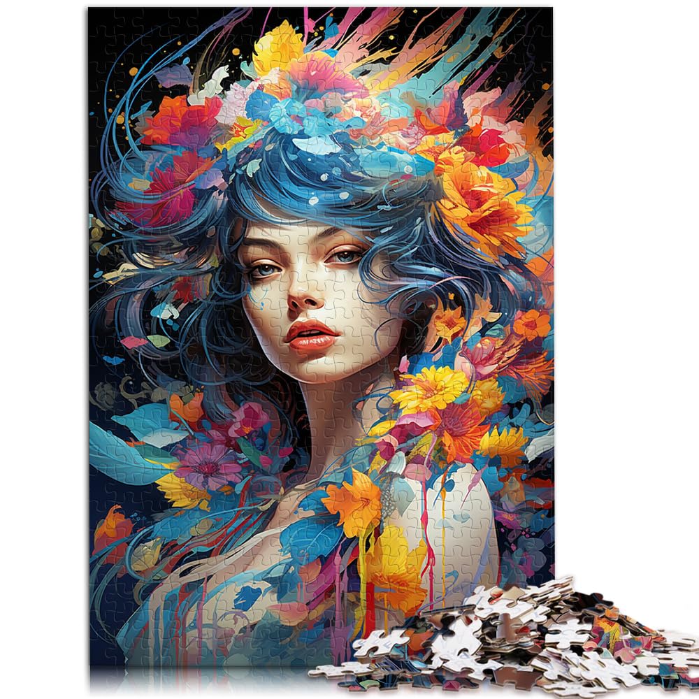 Puzzle, farbenfrohes psychedelisches Blumenmädchen, 1000 Teile, jedes Teil ist einzigartig – anspruchsvolles, unterhaltsames Spiel für die ganze Familie, 1000 Teile (50 x 75 cm)