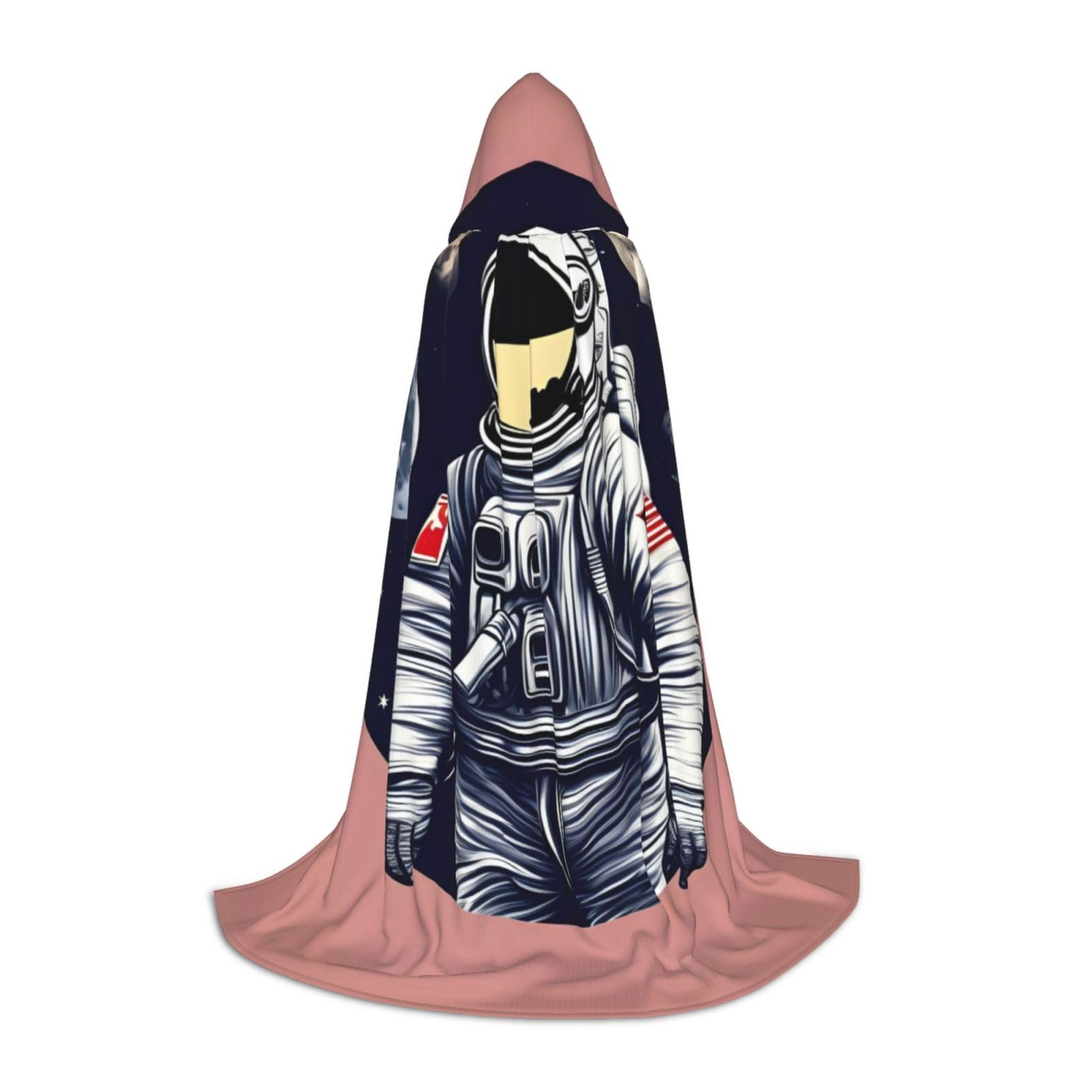 WURTON Astronaut On The Moon 1 Druck Halloween Kapuzenumhang Renaissance Gothic Umhang für Cosplay Kapuzenumhang Unisex