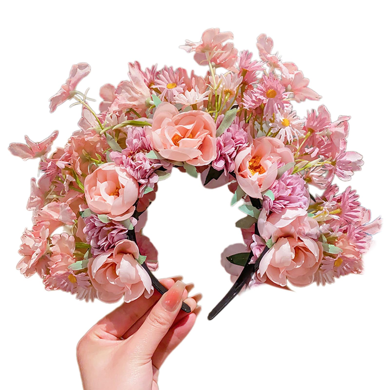 Braut-Girlanden, Blumen-Haarband, Haarband für Mädchen, Seidenkopf-Reifen, Haar-Accessoire, bunte Blumen, Kopfschmuck