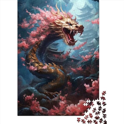 1000-teiliges Puzzle für Erwachsene und Jugendliche Menschen, Japanisches Drachen-Kirschholz-Puzzle für Erwachsene und Jugendliche, interessantes Puzzle zur Stressreduzierung, 75 x 50 cm