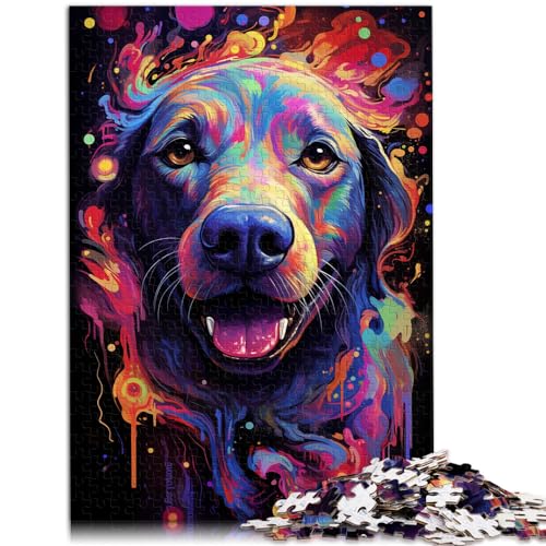 Puzzle für die Zukunft, farbenfroher Psychedelischer Hund, 1000-teiliges Puzzle für Erwachsene, Holzpuzzle als Geschenk für die ganze Familie, 1000 Teile (50 x 75 cm)