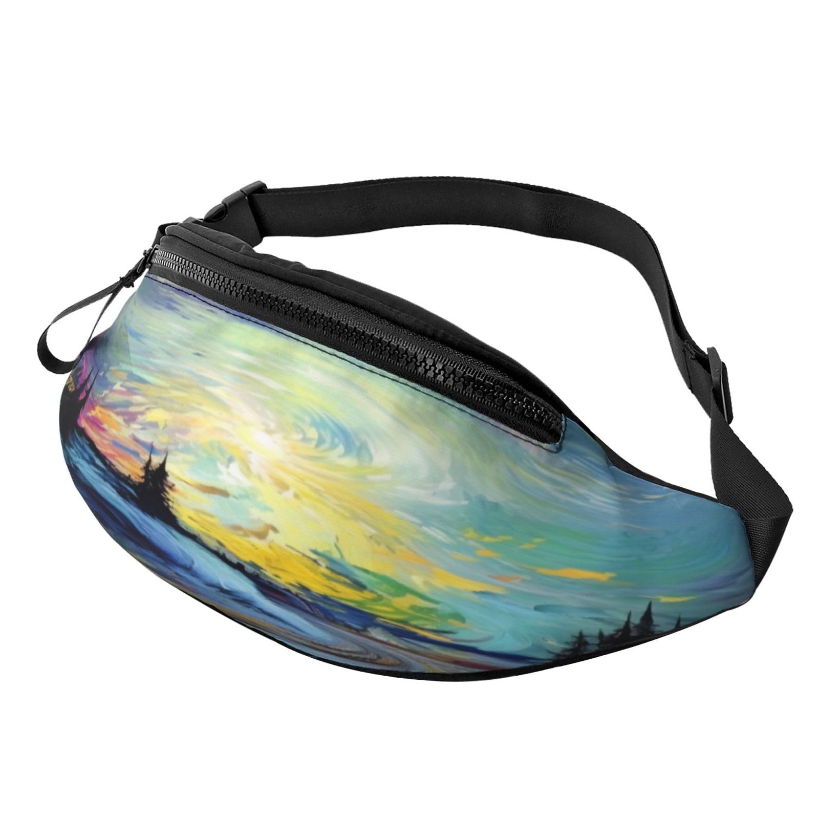 Rainbow Striped Fanny Pack-Lightweight Waist Bag for Travel and Daily Use, Gemälde von Nordlichtern, Einheitsgröße