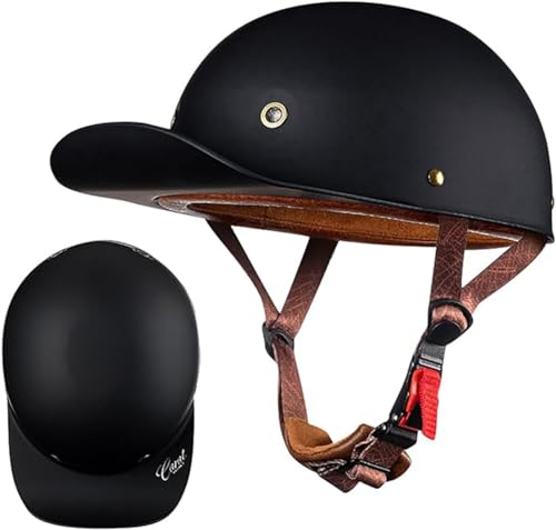 Baseball Cap Halbhelm für Motorradfahrer mit offenem Gesicht, ECE-geprüfter Halbschalen-Motorradhelm im Retro-Stil für Männer und Frauen, leichter Roller-Moped-Straßenrad-ATV-Helm A,XXL=(63~64cm)