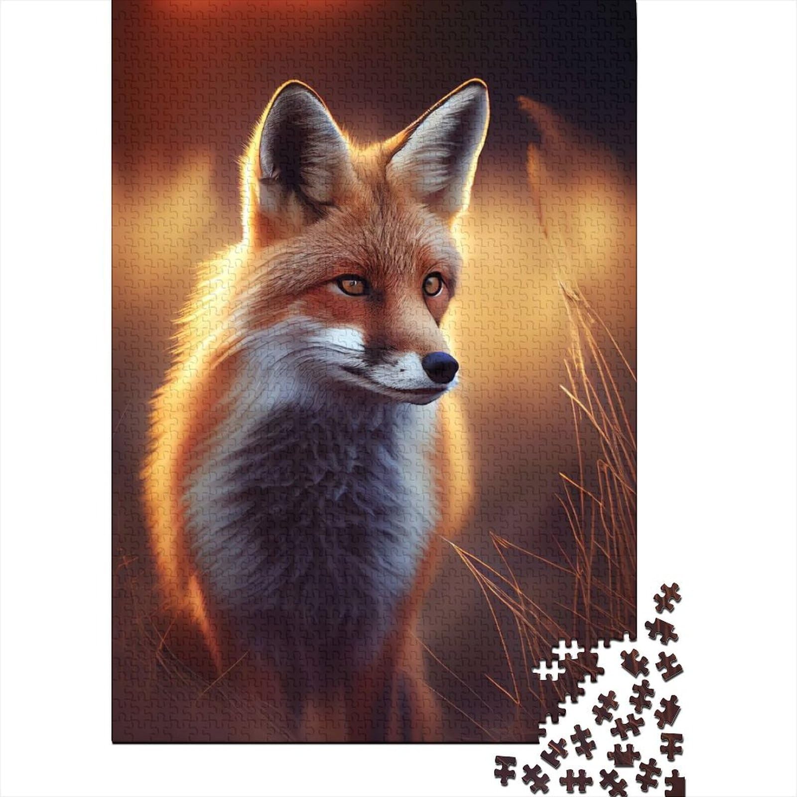 Niedliches Holzpuzzle mit Fuchs-Tiermotiv für Erwachsene, Puzzle-Spielzeug für Erwachsene und Jugendliche, Puzzle, Holzpuzzle für Erwachsene und Teenager (Größe: 52 x 38 cm)