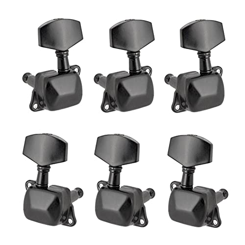 Gitarren Stimmwirbel 6 Stücke Schaltverhältnis 1:15 Halbschloss Akustikgitarre Tuning Pegs Tuner Maschinenköpfe Tuning Keys 3L3R (Color : Black)