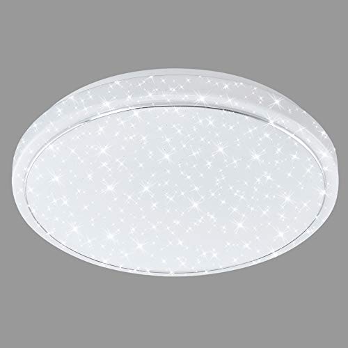 Briloner Leuchten LED Deckenleuchte mit Sternen-Dekor inkl. Chromring, Deckenlampe Farbtemperatursteuerung (warm weiß-neutral Tageslichtweiß), 12 W, Ø28.5 cm