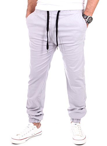 Reslad Jogg-Chino Herren-Hose Männer Harem Hosen Jogger Chinos Jogging-Hose lang Chinohose RS-2055 Grau W36