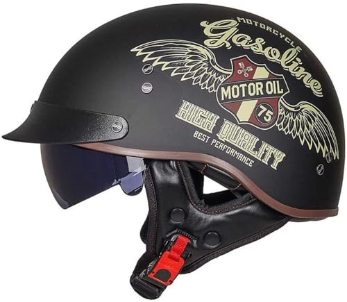 EBAYIN Halbhelme Jethelme Brain - Cap Cruiser Chopper Scooter Pilot Jet Helm DOT+ECE Zertifizierte Persönlichkeit Retro Harley Motorradhelm,L-XL=（61~62cm）