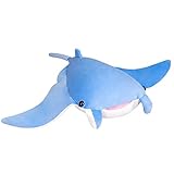 Simulation Mantarochen-Plüschtier, Teufelsrochen-Plüschpuppe, Meereslimulus-Tiere, Gefleckter Adlerrochen, Teufelsfisch-Plüschspielzeug, Tiefseetiere, Mädchenspielzeug, Geschenke For Kinder, Baby(Blue