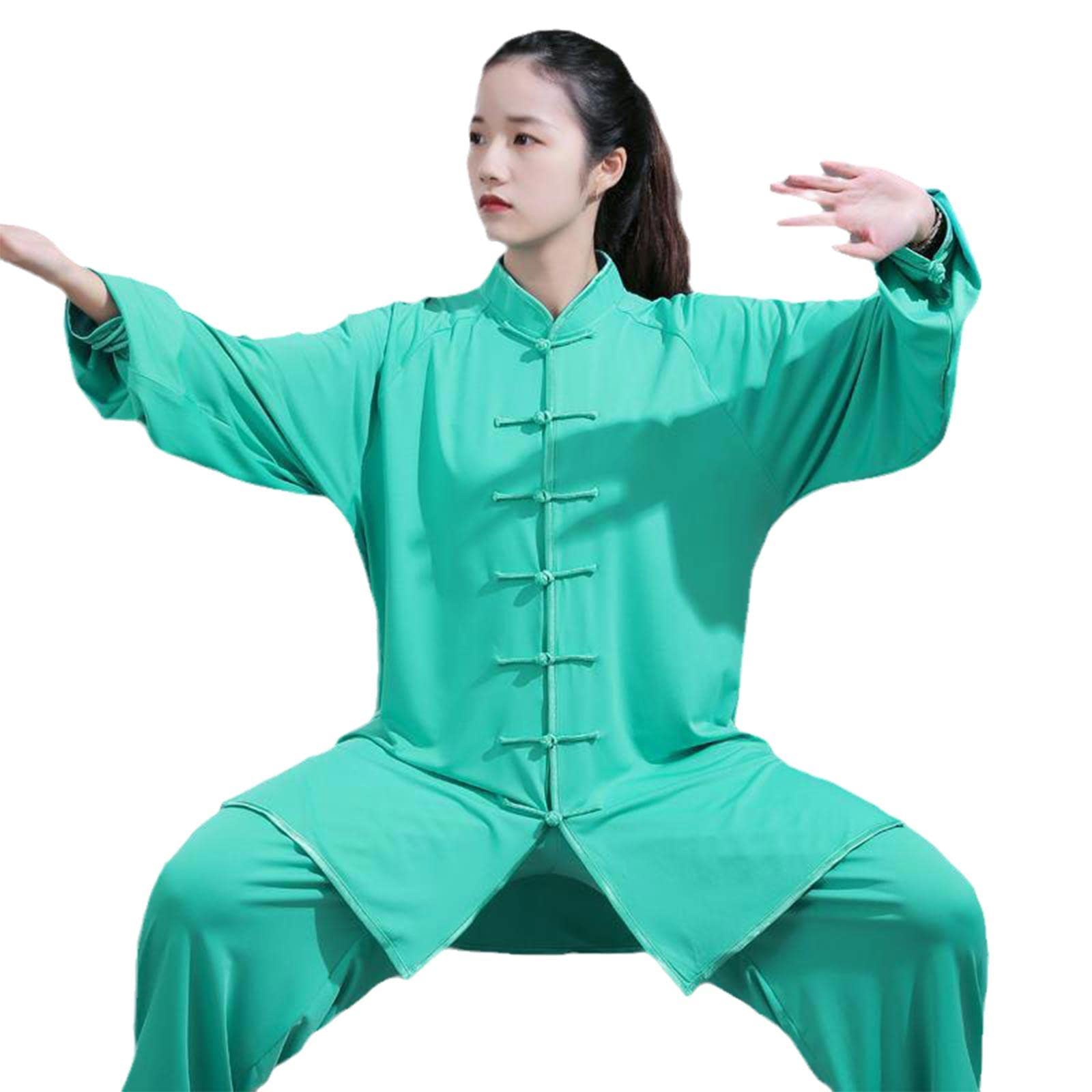 ZEDDG Tai Chi Anzug damen Herren Chinesische Kung Fu Kleidung Wing Chun Kleidung Zen Meditation Uniform Kampfsport Kleidung Yoga Anzug,green-XL