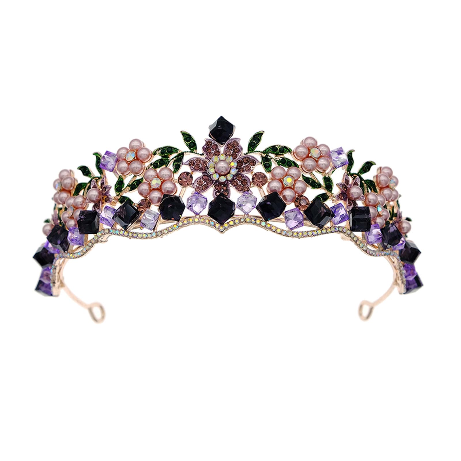 Eladcncmc Zarte Tiaras mit floralen Nieten, unverwechselbare Metalllegierung, Blumenkronen, verziert mit funkelnden Strasssteinen für Damen