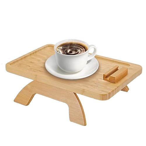 Huangj-0527 Couchtisch Wohnzimmertisch Couch Armlehne Couch Arm Clip Tisch Tragbare Couch Getränkehalter Tragbare Sofa Armlehne Tablett for Snacks Getränke Fernbedienung Kaffee für Wohnzimmer(Square)