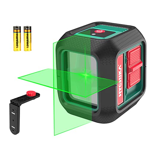 Grüner Kreuzlinienlaser 15M, HYCHIKA Selbstnivellierend Linienlaser 360°Umschaltbar mit Magnet Halterung