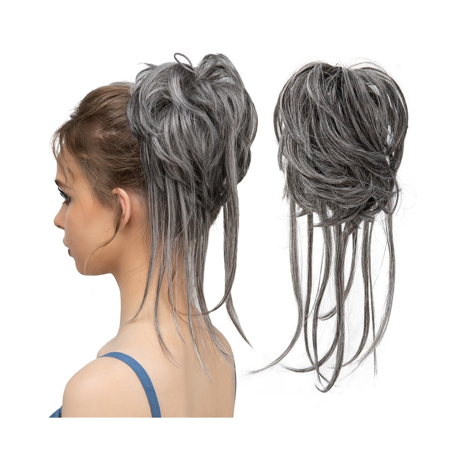 Haarteile Haarknoten Synthetische elastische Messy Bun-Haarteile, lockiges Haargummi, schwarz, blond, braun, Chignon-Band, Hochsteckfrisur, Donut for Frauen, natürliches Kunsthaar Brötchen Haare(4 60)