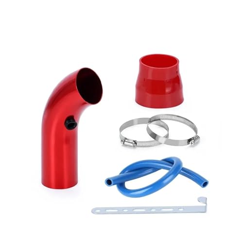 Induktion Schlauch Kit 3" 76mm Auto-Kaltluftansaugsystem Turbo-Ansaugrohr-Rohrsatz Mit Luftfilterkegel High Flow Performace Racing Pipe Komplettset Auto Luftansaug(Short red)