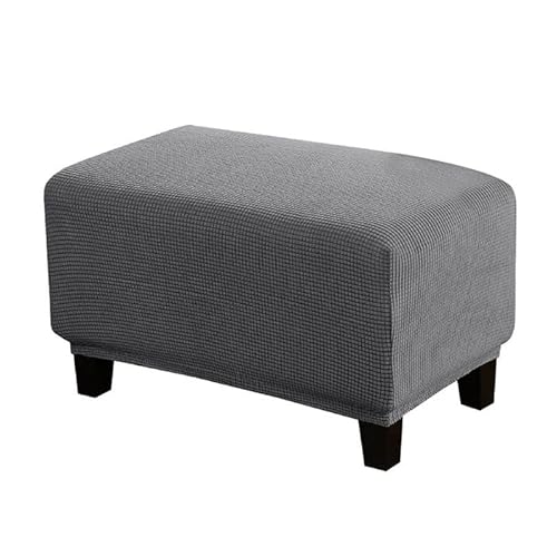 Crepundia Abnehmbarer Waschbarer Stuhlabdeckung, Rechteck Fußstütze Abdeckung Samt Osmanische Slipcover Elastische Sofa Fußstütze Hocker Abdeckung Abnehmbarer Fußschemelschutz(Light Gray,L)