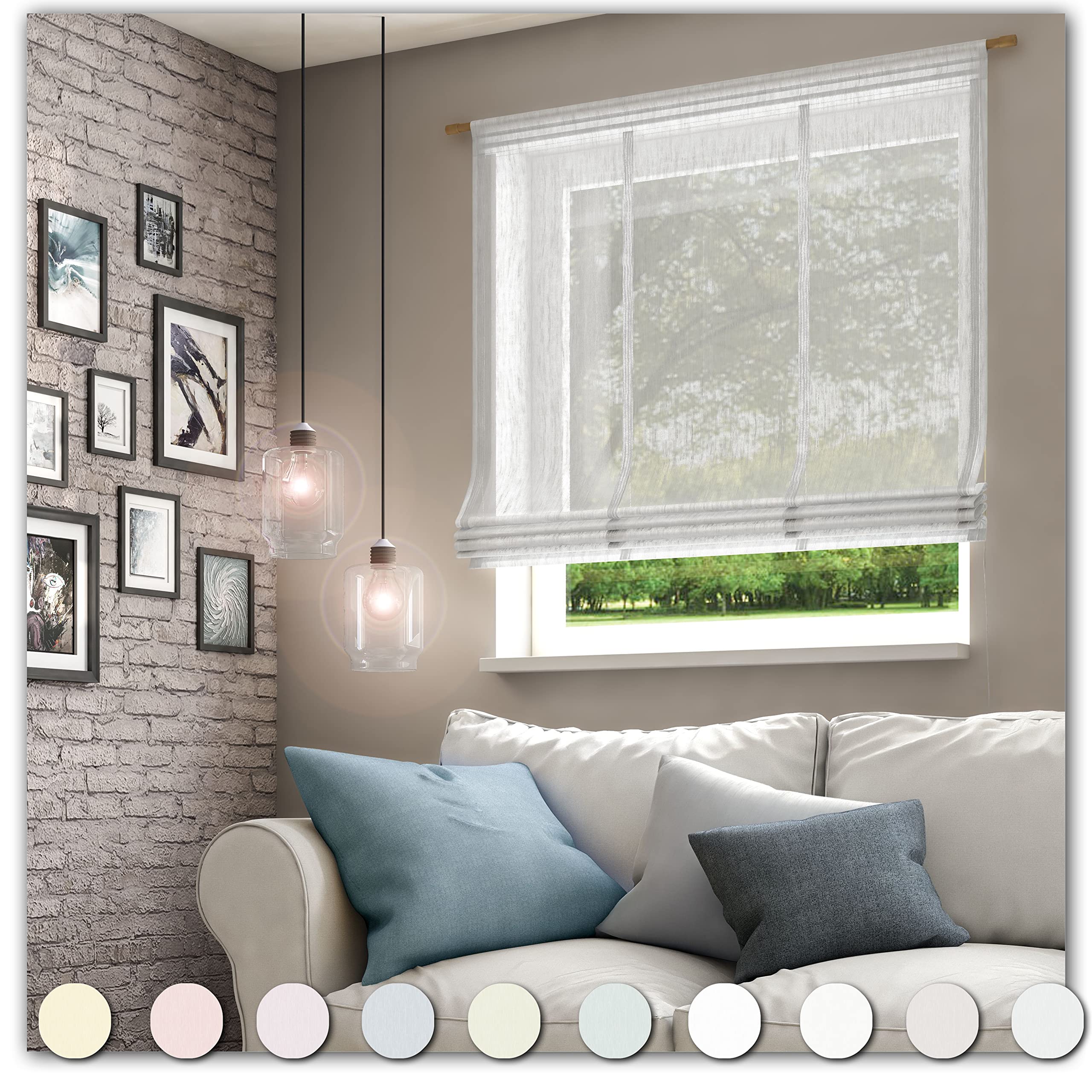 Neutex for you! Libre ECO Raffrollo mit Stangendurchzug, Vorhang, Gardine, Halbtransparent, 140 x 100 cm (H/B), 482120, Made in Europe, Oeko-Tex Standard 100, hellgrau