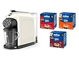 Lavazza, A Modo Mio Kaffeemaschine Deséa White Cream mit 88 Kapseln Crema und Geschmack sortiert, Espresso 1500 W, 220-240 V, 50/60 Hz, Kapazität max. 10 Kapseln und 1,1 Liter Wasser