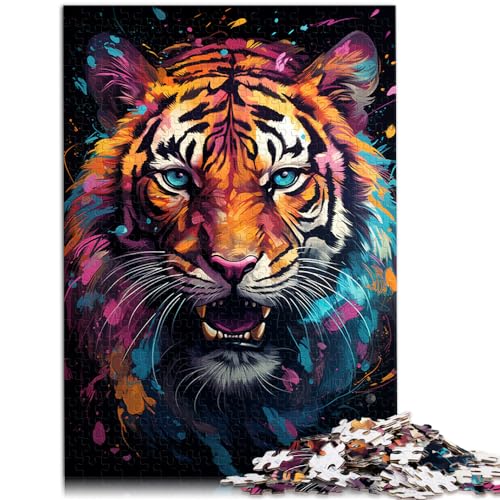 Puzzlespiele Bunte Psychedelie von Galaxy Tiger, 1000-teiliges Puzzlespiel, Holzpuzzle, Künstlersammlung, Bildende Kunst, 1000 Teile (50 x 75 cm)