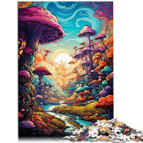 Puzzle-Spiele, farbenfrohe Fantasie-Pilzstadt, 1000 Teile Puzzle, Holzpuzzle, schwierige und schwere Puzzles für Frauen und Männer, 1000 Teile (50 x 75 cm)