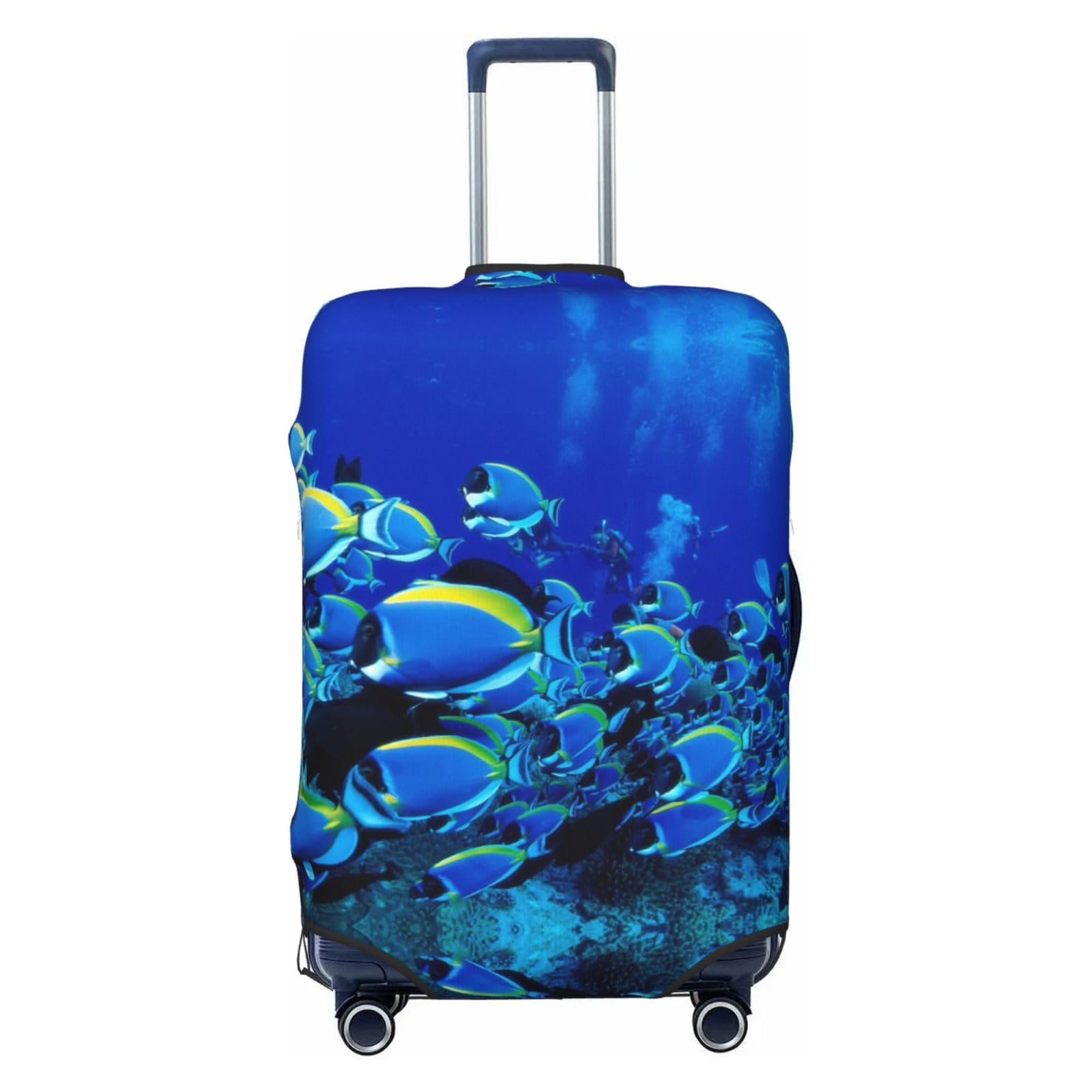 Miniks Blue Fishes Ocean Reisegepäckabdeckung, robuster Kofferschutz, passend für 45,7 - 81,3 cm große Gepäckstücke, Größe XL, Schwarz, X-Large